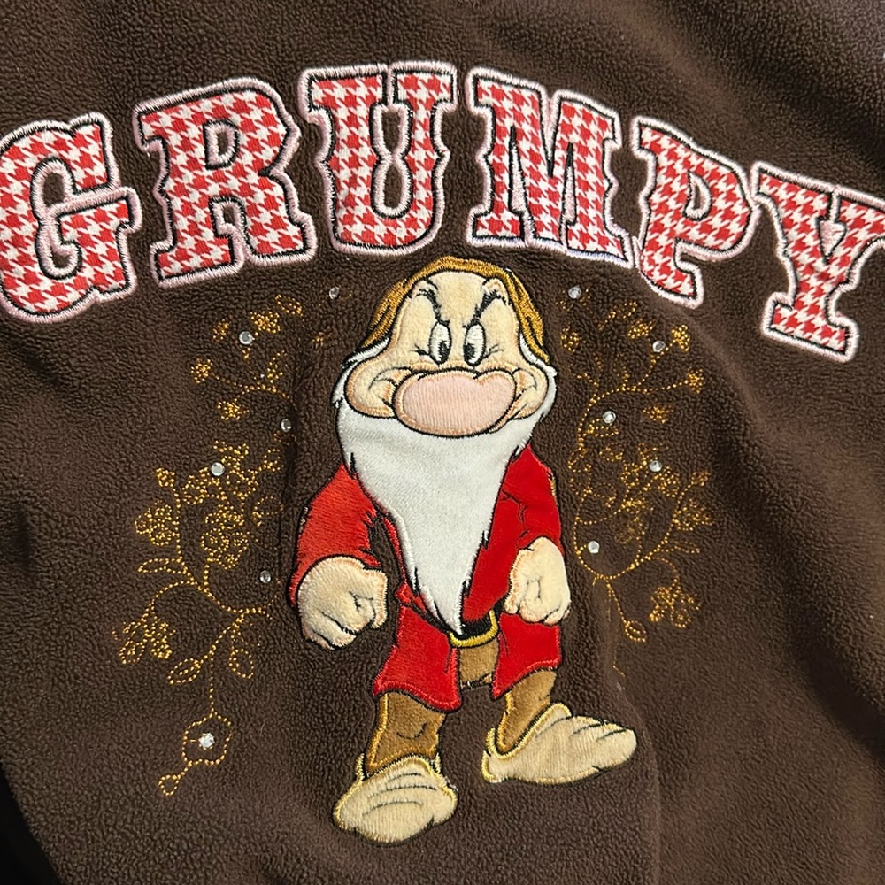 Vintage 90’s Disney Grumpy Fleece Sweatshirt Fully Embroidered Size Womens xl